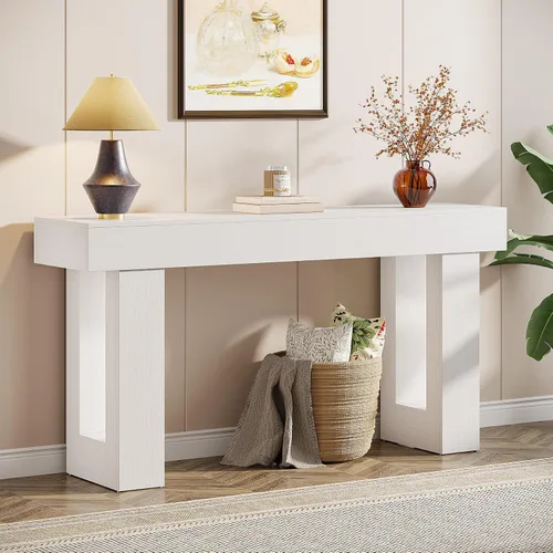 Miniatura 12 de Tribesigns - Mesa consola de 63 pulgadas de largo, mesa de sofá rectangular de madera detrás del sofá, mesa de entrada estilo granja para entrada