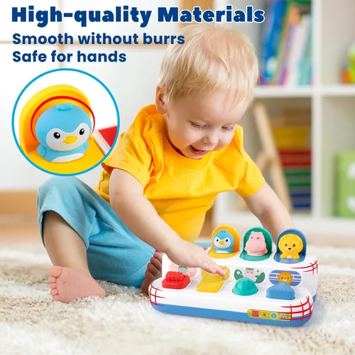 Miniatura 5 de Montessori - Juguete de causa y efecto de 6 a 12 meses, juguete de bebé con botón que hace saltar animales, juguetes sensoriales interactivos