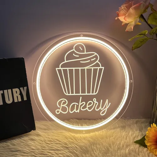 Miniatura 2 de Letrero de neón de panadería para decoración de pared, luz LED regulable, luz de neón, pasteles, pan, letreros para negocios, postres, alimentos