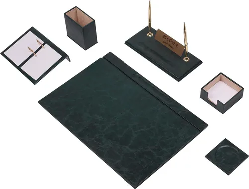 Miniatura 18 de Juego de escritorio de cuero, juego de organizador de escritorio, accesorios de escritorio de oficina, soporte para calendario, 8 accesorios