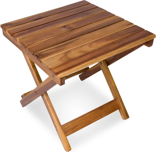 Miniatura 5 de Shine Company - Mesa auxiliar cuadrada plegable de madera maciza, mesa de patio pequeña Adirondack para exteriores, natural