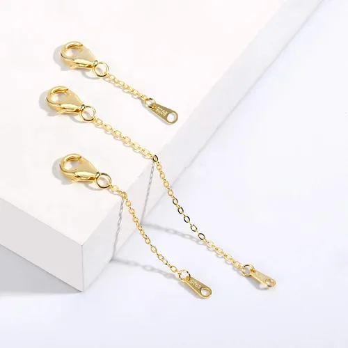 Miniatura 5 de Extensores de collar de oro de 14 quilates, cadena de plata de ley 925, extensión de collar, pulsera, extensor de tobillera para fabricación