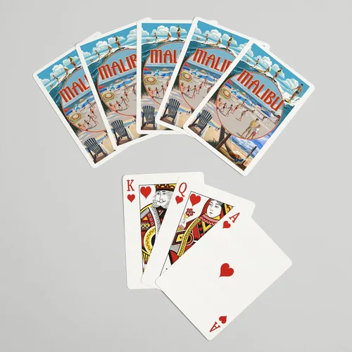 Miniatura 7 de Lantern Press Malibu, California, montaje en la playa (52 cartas de juego, baraja de cartas de tamaño póquer con Jokers)