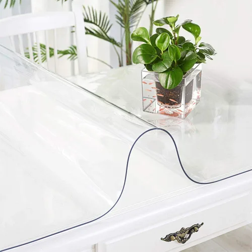 Miniatura 2 de Protección de mesa transparente de 24" x 36" de plástico, mantel de vinilo impermeable lavable, PVC para mesas de madera rectangulares, mesa