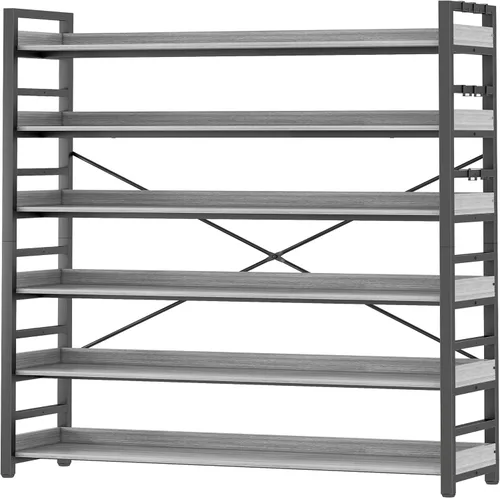 Miniatura 15 de HCHQHS - Estantería de 4 niveles, estantería industrial ajustable, estantería alta vertical, estanterías abiertas de madera y metal negro