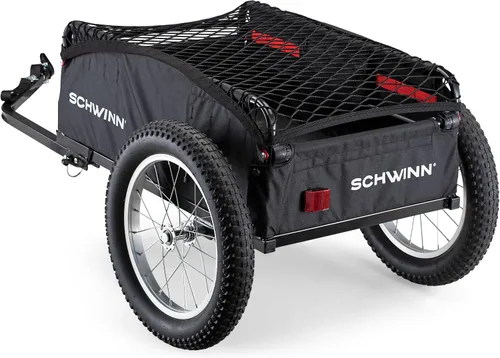 Miniatura 3 de Schwinn Porter - Remolque de bicicleta de carga, peso máximo de 100 libras, red de malla elástica, neumáticos grandes con orificios, color negro