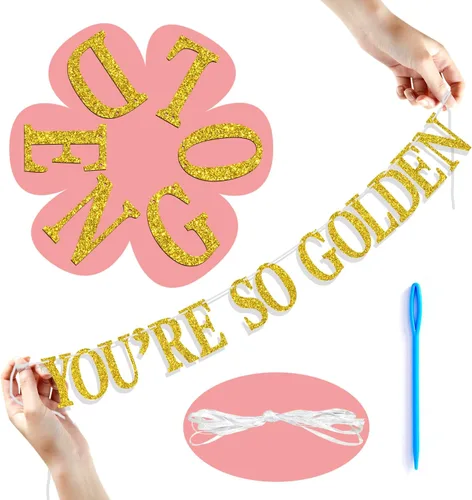 Miniatura 7 de Cartel dorado con texto en inglés "You're So Gold", letrero de feliz cumpleaños dorado, suministros de decoración de fiesta de cumpleaños