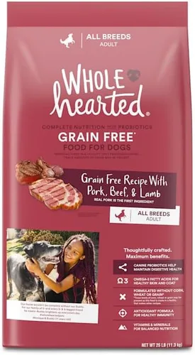 Miniatura 9 de WholeHearted by Petco - Receta de carne de cerdo y cordero sin granos, comida seca para perros, 40 libras.