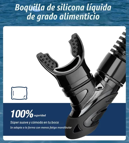 Miniatura 4 de Aegend - Esnórquel seco para buceo para adultos y jóvenes - Equipo de snorkel con válvula seca superior, perfecto para snorkel, buceo libre, Negro