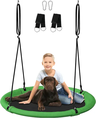 Juego de columpio de árbol de platillo de 40 pulgadas de diámetro para niños y adultos, asiento de columpio volador ajustable para patio trasero o