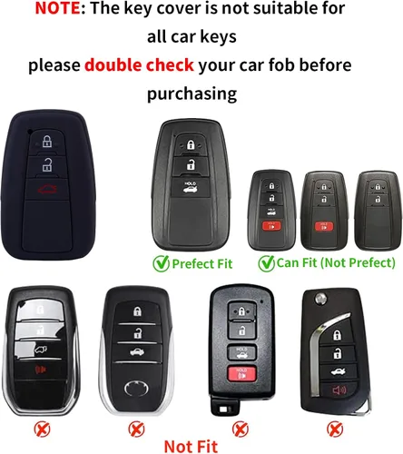 Miniatura 2 de Funda BE para llavero Toyota, IZOA de silicona con llavero compatible con Toyota Corolla Levin Camry Prado CHR Levin RAV4 IZOA Avalon Prius