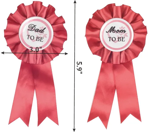 Miniatura 4 de MEANT2TOBE Tiara de flores rosas naranjas, juego de banda y pin para papá, regalo de maternidad para mamá y él, decoración de baby shower