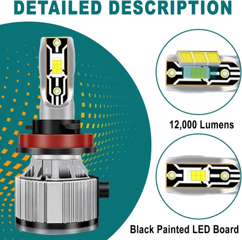 Miniatura 4 de QYMOTO Bombillas H11 ATV compatibles con Can Am Outlander 850 1000 650, luz antiniebla Can Am Defender, 12000LM 6500K blanco frío, paquete de 2
