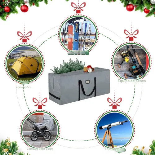 Miniatura 5 de BALEINE Bolsa de almacenamiento para árbol de Navidad de 7.5 pies, bolsa para árbol de Navidad artificial extragrande resistente con asas reforzadas