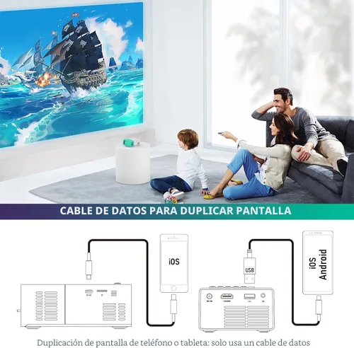Miniatura 5 de Proyector Mini Portátil para Películas al Aire Libre, Proyector de Video LED Pico para Proyectores de Películas de Cine en Casa, Compatible