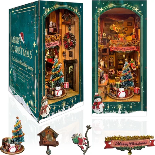 Miniatura 10 de Kit de rincón de libros mágico - Kit de casa de muñecas en miniatura DIY para adultos y adolescentes, rompecabezas de madera 3D para estantería
