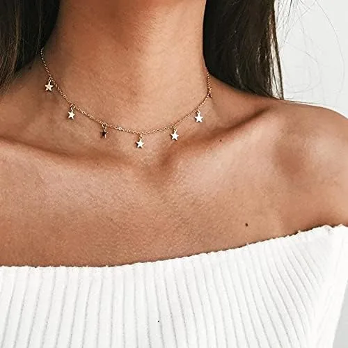 Miniatura 4 de Frodete Gargantilla de estrella dorada para mujer, bonito collar para adolescentes y niñas, collar de estrella de moda, gargantilla ajustable