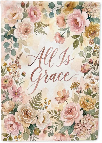 Caroline's Treasures All Is Grace Floral Christian Art Garden Flag Mailbox Decorative Yard Banner Outside Patio Artwork for Flower Beds, Garden