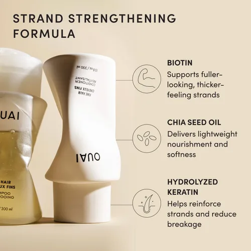 Miniatura 5 de OUAI Juego de champú y acondicionador para cabello fino, tamaño de viaje, champú y acondicionador voluminizador, con queratina fortalecedora