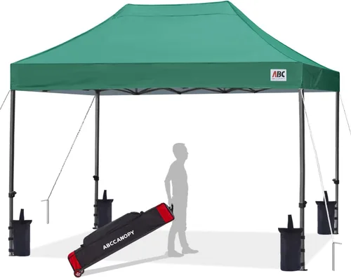 Miniatura 28 de Abccanopy - Carpa de toldo para tienda de campaña comercial instantánea con bolsa de transporte con ruedas, 4 bolsas de arena, Blanco