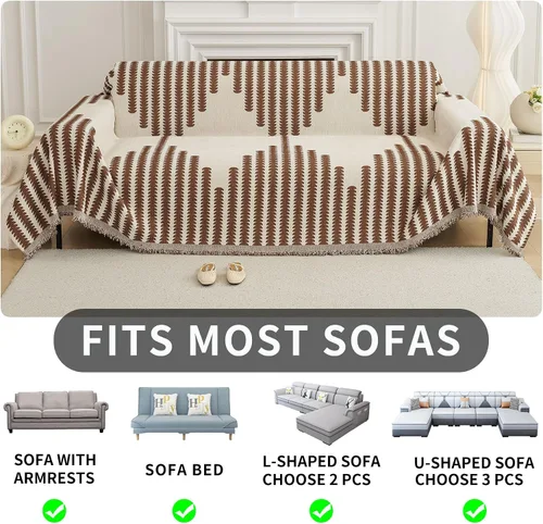 Miniatura 6 de HAOMAIJIA Fundas Boho para Sofá Fundas para Sofá de 3 Cojines Aptas para Mascotas Suaves Gruesas Antideslizantes Funda para Sofá para Perros Marrón