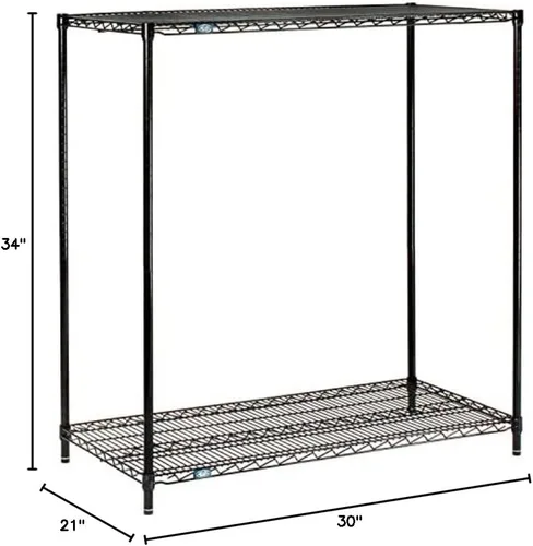 Miniatura 2 de Nexel Epoxi negro, 2 niveles, unidad de inicio de estantería de alambre, 30 pulgadas de ancho x 21 pulgadas de profundidad x 34 pulgadas de alto