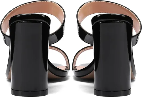 Miniatura 4 de MODENCOCO Sandalias de tacón alto para mujer, con puntera abierta, de patente, de moda, de 3.3 pulgadas