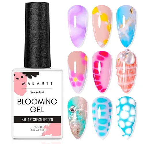 Makartt - Esmalte de uñas en gel claro con efecto floreciente, 15ml, UV LED, que se quita con remojo, para arte de uñas, efecto de dispersión,