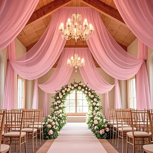 Miniatura 25 de Cortinas de techo verdes para cortinas de boda para techo, tela drapeada, 2 paneles de 5 x 20 pies, cortinas de tela para cortinas de arco de boda