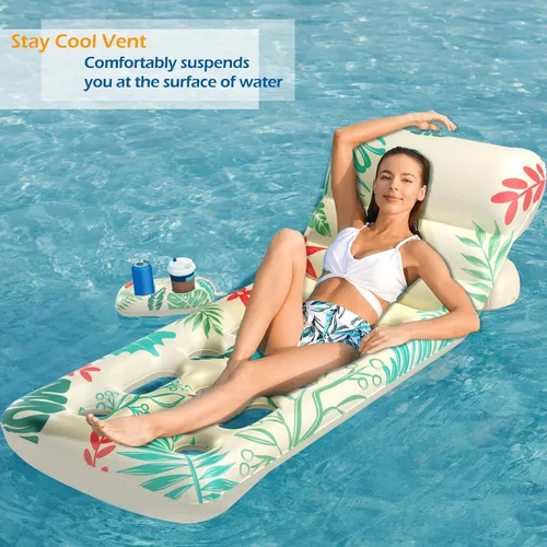 Miniatura 4 de Jasonwell Flotador Inflable de Piscina para Adultos - Flotadores de Piscina Silla Flotante Balsa con Respaldo Ajustable Portavasos Flotador de Agua