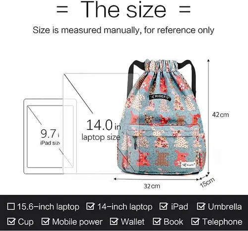 Miniatura 5 de Bolsa impermeable con cordón, bolsa de gimnasio, mochila deportiva de playa para hombres y mujeres