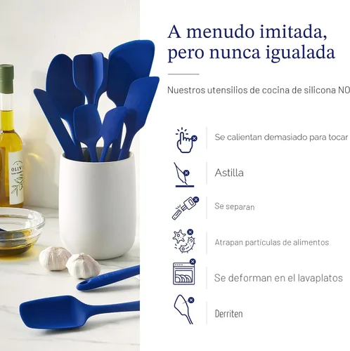 Miniatura 5 de GIR: Get It Right Juego de 10 piezas de utensilios de cocina esenciales de silicona - Cucharón, espátula, volteador, cuchara y cucharada - Azul real