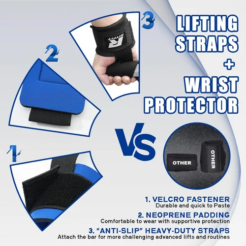 Miniatura 4 de RitFit Muñequeras, correas de muñeca para levantamiento de pesas, soporte de muñeca para entrenamiento, culturismo, MMA, levantamiento de potencia