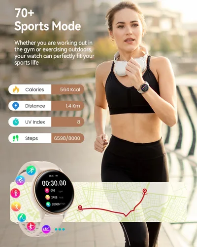 Miniatura 5 de Relojes inteligentes para mujer (respuestahacer llamadas), monitor de actividad de pantalla AMOLED de 1.27 pulgadas con monitor de frecuencia
