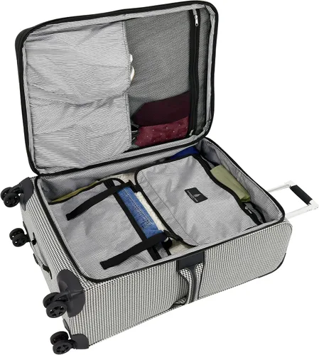 Miniatura 6 de London Fog Oxford III - Juego de 2 piezas (bolsa de cabina y 25 pulgadas giratoria), color blanco y negro, Negro Blanco, London Fog Oxford Iii
