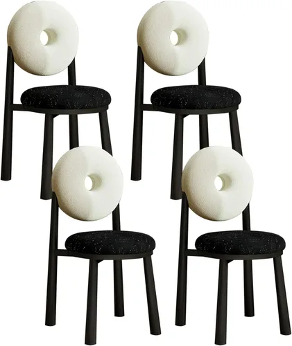 Miniatura 26 de Donut Dining Chairs,Makeup Chair,Kitchen Room Chairs Nordic Back, Dining Room with Metal Legs,Living Room Chair for Home Bedroom Cream Wind Brownish