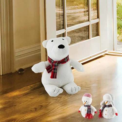 Miniatura 2 de Elements Tope de puerta de invierno – Muñeco de nieve y oso polar (juego de 3) decoración festiva – Tope de puerta decorativo, poliéster resistente