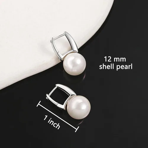 Miniatura 30 de Aretes colgantes de plata de ley 925 seleccionados a mano AAA+ de 7.5 a 0.315 in con perlas cultivadas de agua dulce blancas para mujer