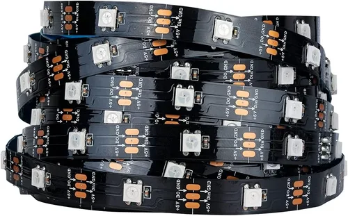 Miniatura 10 de SEZO WS2812B ECO Tira de luz LED 16.4 pies/5M 60 LED/m 300 píxeles, direccionable individualmente, programable, 5050SMD, RGB, aleación, cables Negro