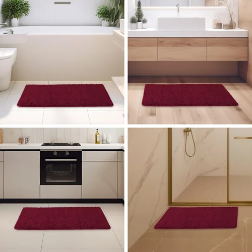Miniatura 420 de Alfombra de baño pequeña de 12 x 18 pulgadas, lavable y absorbente, antideslizante, alfombra de baño de felpilla gruesa y suave para baño, ducha