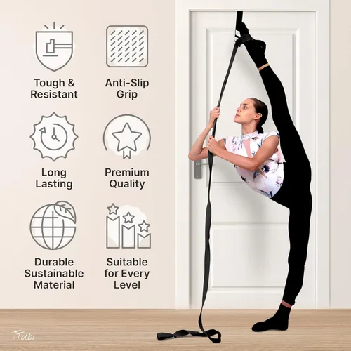 Miniatura 2 de TTolbi Door Leg Stretcher Strap with Sturdy Door Anchor & Resistance Band - Splits & Flexibility Trainer for Ballet, Dance, Gymnastics, Cheer, Pole