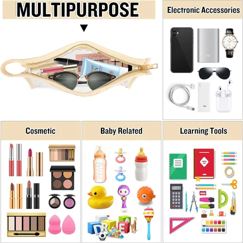 Miniatura 4 de Bolsa de maquillaje transparente bohemia con cremallera para cosméticos, bolsa de aseo transparente, bolsa de aseo de viaje, pequeña bolsa de letras