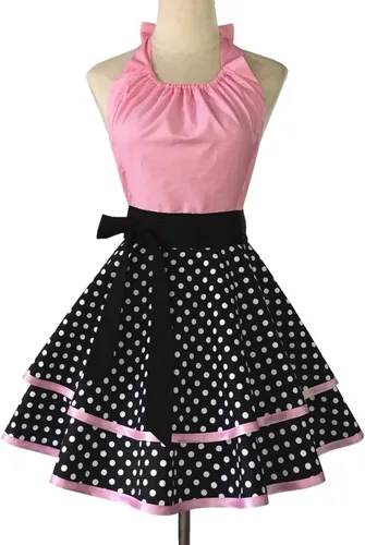 Miniatura 11 de Hyzrz Lindo delantal retro vintage de criada a lunares delantales de cocina para mujeres, damas y niñas (azul)