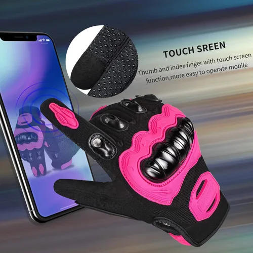 Miniatura 3 de Guantes de motocicleta para mujer con pantalla táctil, para verano, motocicleta de tierra, guantes de dedo completo, carreras en carretera