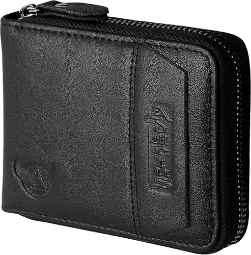 Miniatura 44 de Admetus - Cartera de piel auténtica para hombre con cremallera, plegable