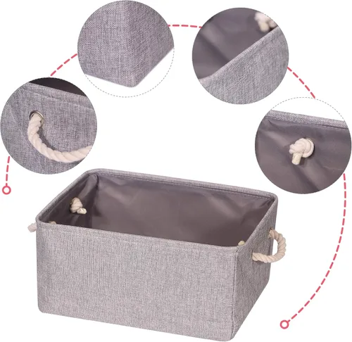 Miniatura 4 de TENABORT Paquete de 4 cestas de almacenamiento grandes, caja de almacenamiento plegable, organizador plegable de tela con asas para armario, hogar
