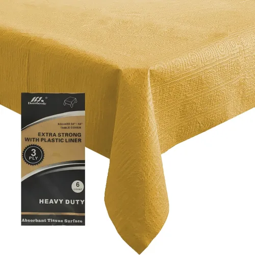 Miniatura 10 de [Paquete de 6] Manteles Cuadrados Negros de 54x54 Pulgadas, Mantel de Mesa de Papel Desechable para Mesas Cuadradas y Redondas, Cubierta de Mesa