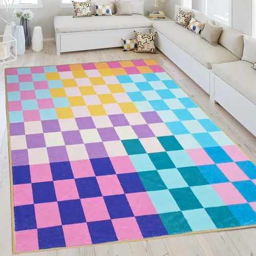 Miniatura 31 de Alfombra a cuadros de 2 x 3 pies, alfombra negra y blanca moderna para entrada interior, alfombra pequeña lavable a cuadros para baño, alfombra
