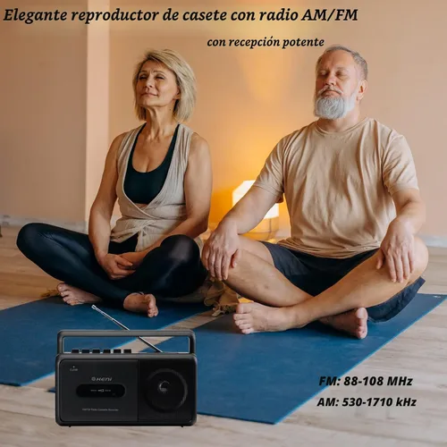 Miniatura 4 de G Keni Grabador portátil de cinta de casete, reproductor de casete de radio AM/FM con altavoz integrado, conector para auriculares, reproductor