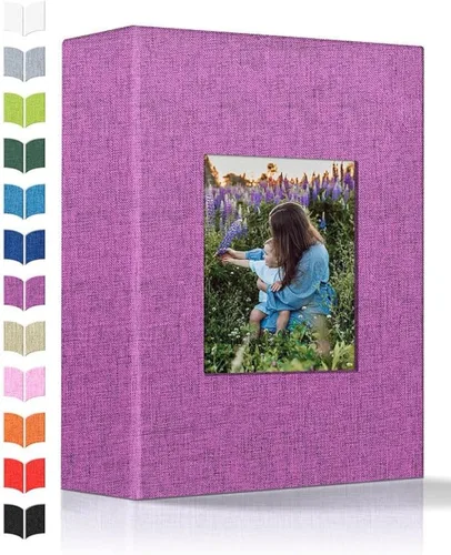 Miniatura 25 de Álbum de fotos Artfeel 4x6 con 300 bolsillos, álbumes de fotos deslizables, libro de memorias con cubierta de lino y ventana frontal, libro de fotos